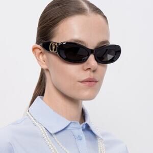 New! Valentino Black Sunglasses with Gold Accent, VLS 178A, Authentic
